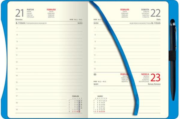 Diár, plánovací, A5, denný, stĺpcový, DAYLINER "Smart Blue", s perom 2