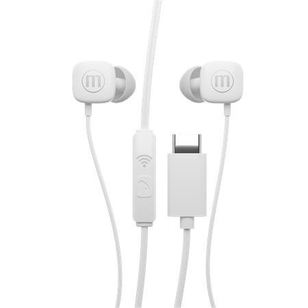Slúchadlá, s mikrofónom, USB-C, MAXELL "Square+", biela 1