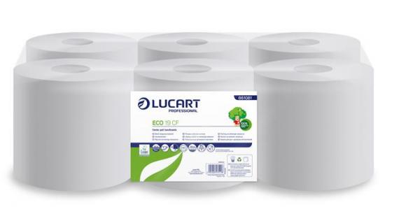 Papierové utierky, kotúčové, 2-vrstvové, LUCART "Eco", biele 1