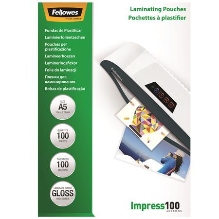 Laminovacia fólia, 100 mikr., A5, lesklá, 100 ks, FELLOWES