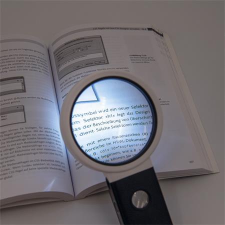 Lupa, 90 mm, so sklopným stojanom, LED svetlo, WEDO, čierna/biela 5