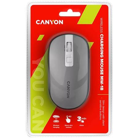 Myš, bezdrôtová, optická, nabíjateľná, CANYON "MW-18", grafitovo-sivá 5