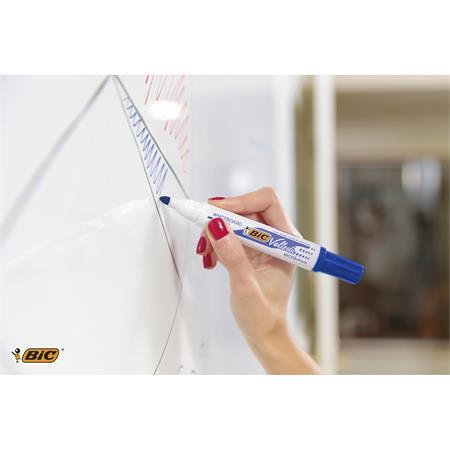 Popisovač na flipchart a tabuľu, 1,4 mm, kužeľový hrot, BIC" Velleda ecolutions", modrá 2
