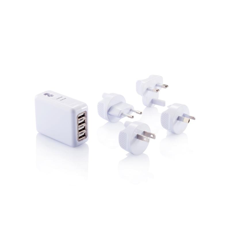 Cestovná nabíjačka s 4 USB porty biela 1