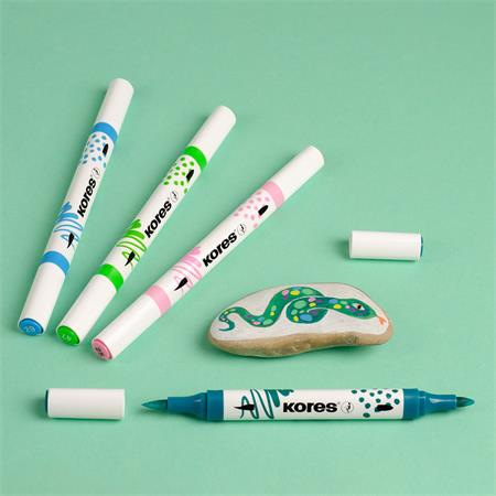 Dekoračný popisovač, sada, akrylový, 1-2 mm, obojstranný, KORES " K-Kreative", 12 rôznych 4