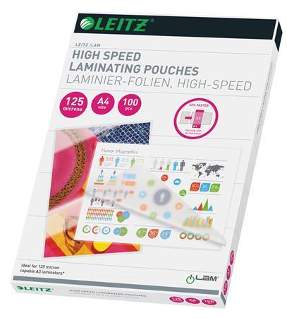 Laminovacia fólia, 125 mikr., A4, laminovateľná za tepla, lesklá, LEITZ "iLam" 1
