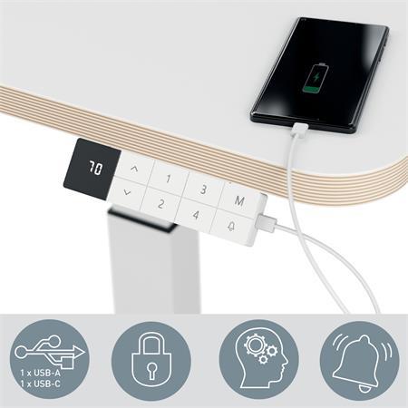 Výškovo nastaviteľný malý elektrický stôl, LEITZ "Ergo" 5