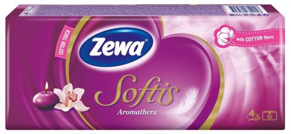 Papierové vreckovky, 4-vrstvové, 10 x 9 ks,  ZEWA "Softis", aromatherapia