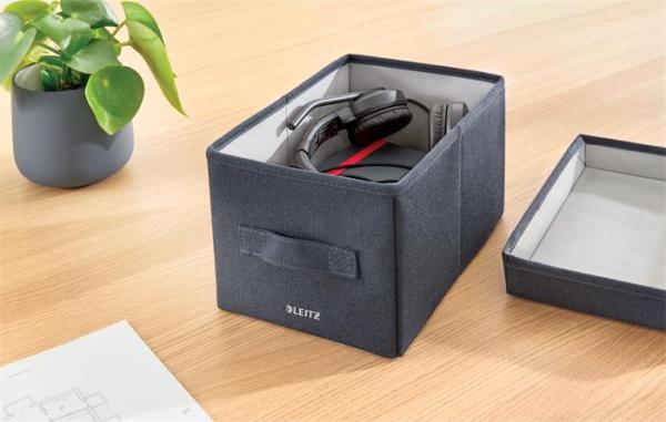 Úložný box, textilný, rozmer S, LEITZ "Fabric", zamatová sivá 2