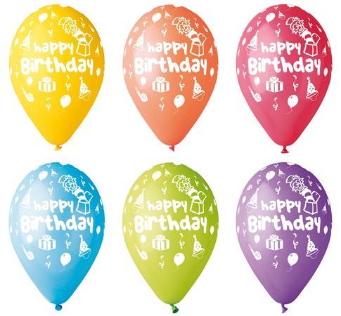 . Balón, 30 cm, "Happy Birthday", šašo 1