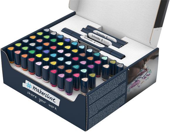 Popisovač, obojstranný, 72-kusová sada, SCHNEIDER „Paint-It 040 Twin marker Set complete”,