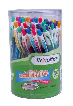 Gélové pero, 0,35 mm, stláčací mechanizmus, telo pera v rôznych farbách, FLEXOFFICE "Trend 1