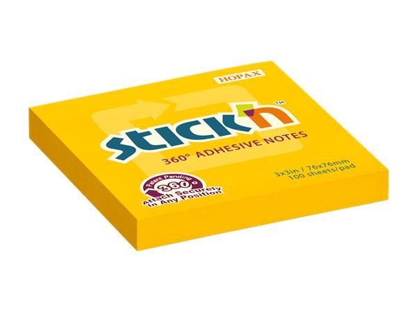 Samolepiaci poznámkový blok, 76x76 mm, 100 listov, STICK N, oranžová 1