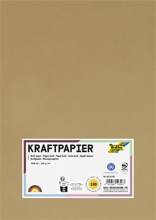 Kraftový papier, A4, 120 g, 100 listov, FOLIA 1