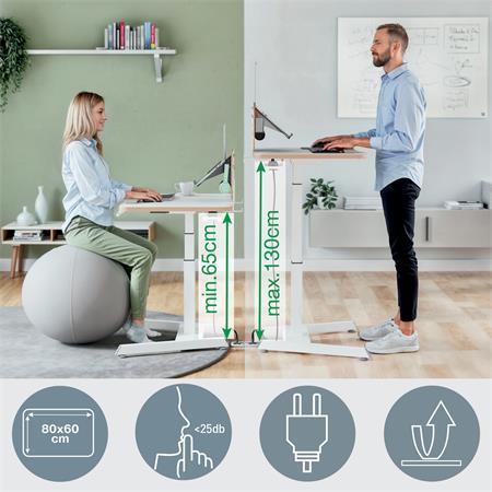 Výškovo nastaviteľný malý elektrický stôl, LEITZ "Ergo" 9