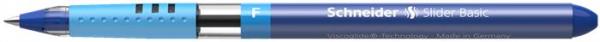 Guľôčkové pero, 0,3 mm, s vrchnákom, SCHNEIDER "Slider F", modré 3