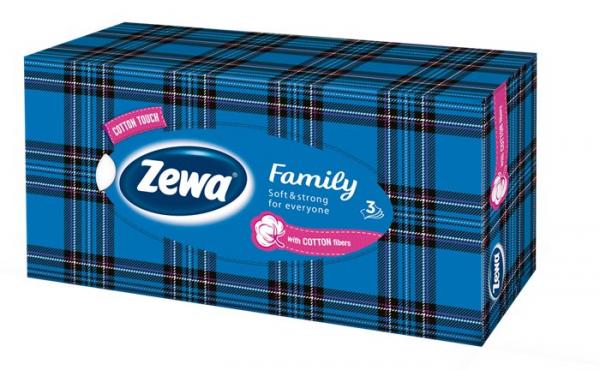 Papierové vreckovky, 3-vrstvové, 90 ks, ZEWA "Family", bez vône 2