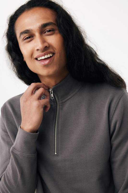 IQONIQ Elgon sveter s krátkym zipsom z recyklovanej bavlny antracitová XL 8