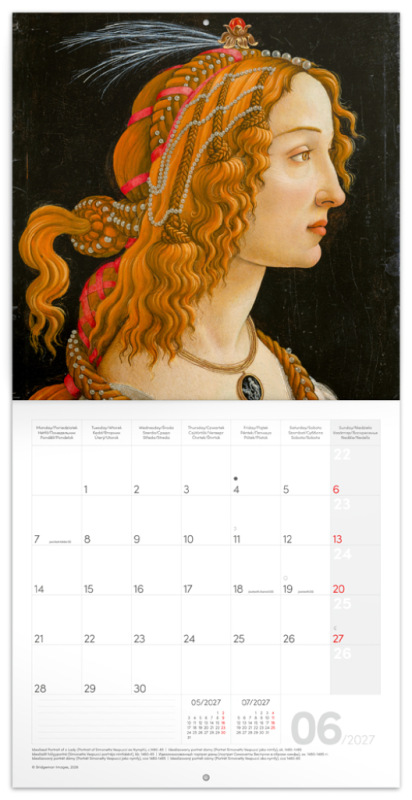 NOTIQUE Poznámkový kalendár Sandro Botticelli 2027, 30 x 30 cm 1