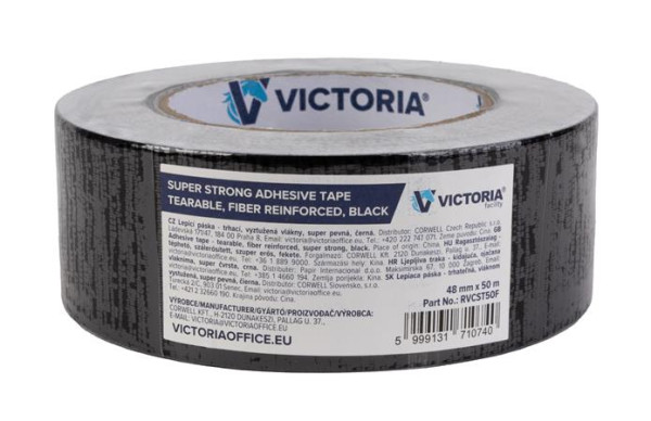 Lepiaca páska, 48mm x 50m, extra silná, VICTORIA FACILITY, čierna 2