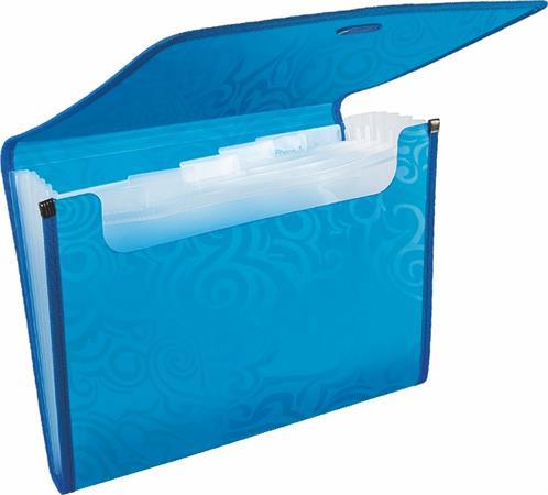 Harmoniková doska, A4, 6 častí, PP, s gumičkou, PANTA PLAST "Tai Chi", modrá 2