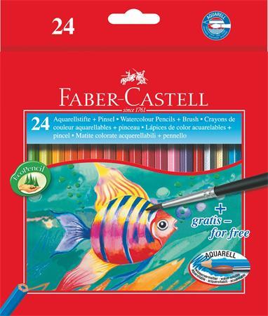 Akvarelové ceruzky, sada, šesťhranné, so štetcom, FABER-CASTELL, 24 rôznych farieb 1