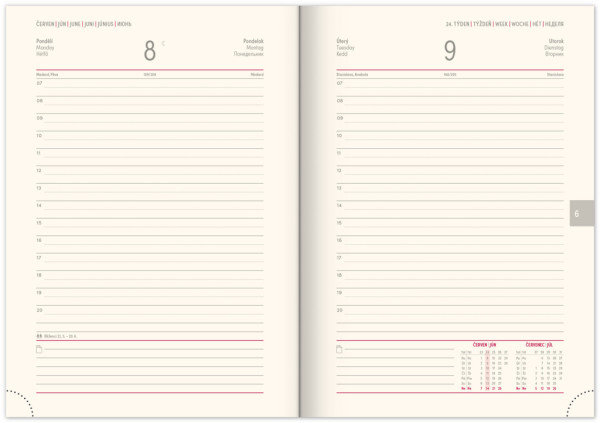 NOTIQUE Denný diár Rivoli 2026, ružový, 15 x 21 cm 1