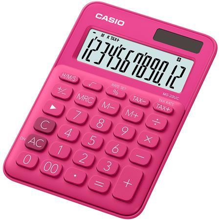 Kalkulačka, stolová, 12 miestny displej, CASIO, "MS 20 UC", magenta 1