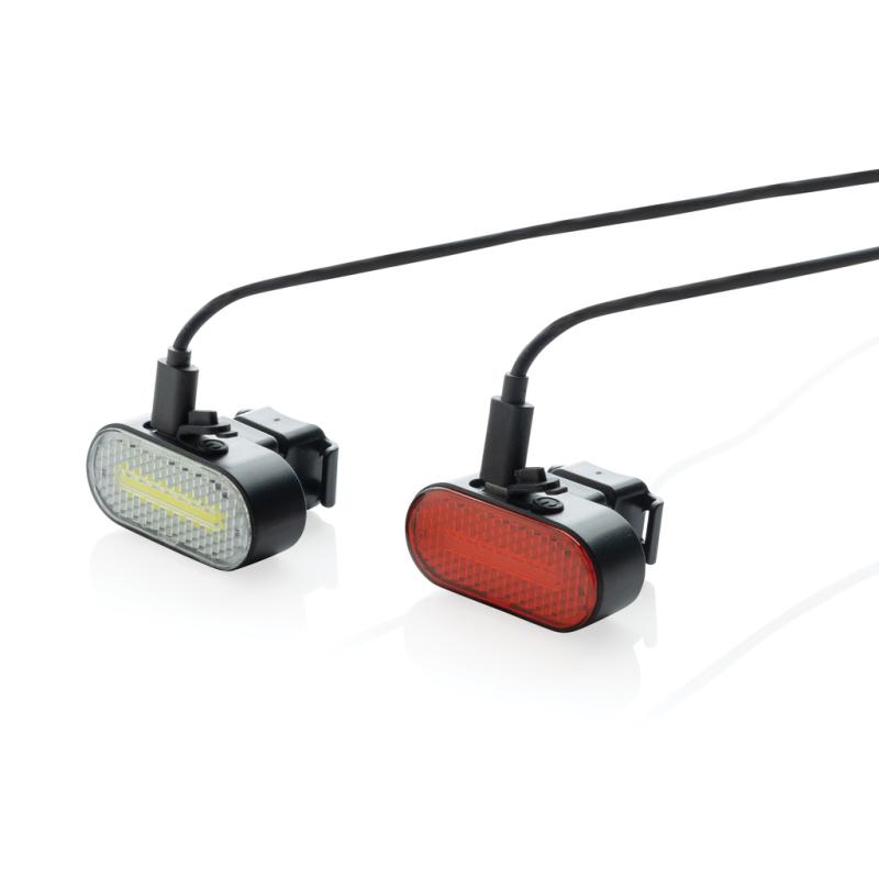 Sada USB dobíjateľných svetiel na bicykel Lumino z RCS ABS čierna 5