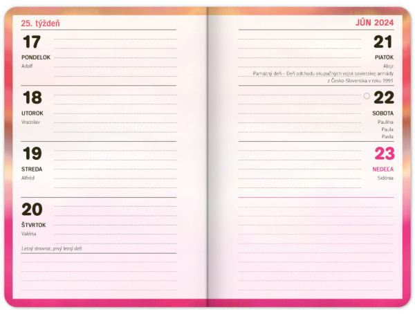 Školský diár Ružové pruhy (september 2023 – december 2024), 9,8 × 14,5 cm 1