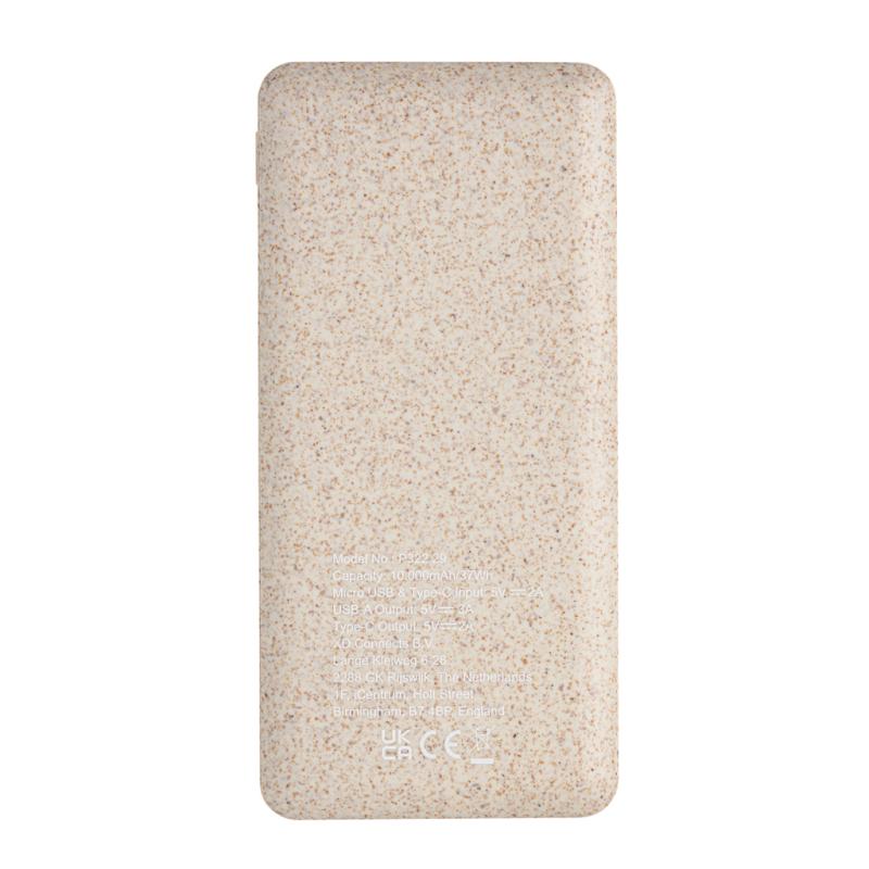 Powerbanka 10 000 mAh z pšeničnej slamy khaki 6