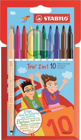 Fixky, 0,5-2 mm, obojstranné, STABILO "Trio 2 in 1", 10 rôznych farieb 1