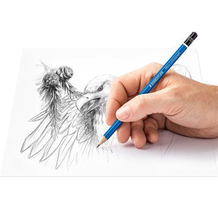 Grafitová ceruzka, so strúhadlom, gumou, šesťhranná, STAEDTLER "Design Journey Lumograph", 2
