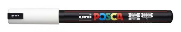Dekoračný popisovač, 0,7 mm, UNI "Posca PC-1MR", biela 1