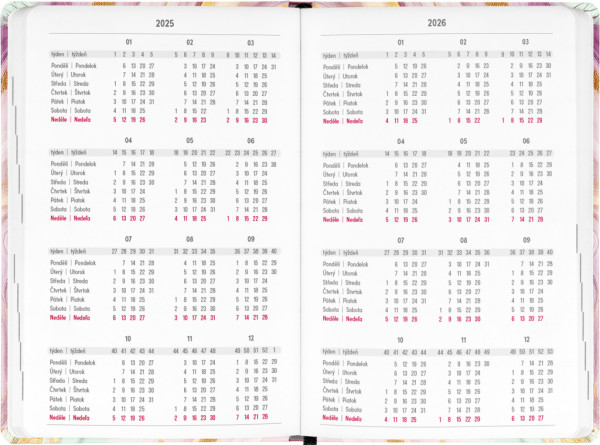 NOTIQUE 18-mesačný diár Petito – Ružový mramor 2025/2026, 11 x 17 cm 2