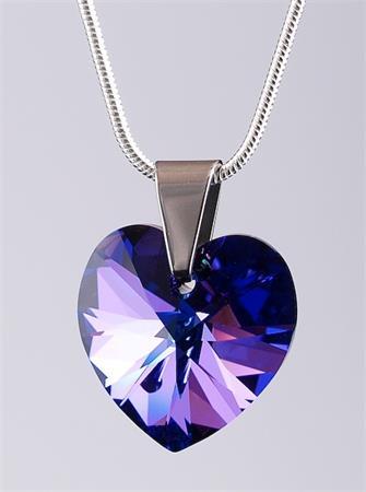 ART CRYSTELLA Retiazka, Made with Swarovski® elements, prívesok v tvare srdiečka, fialový