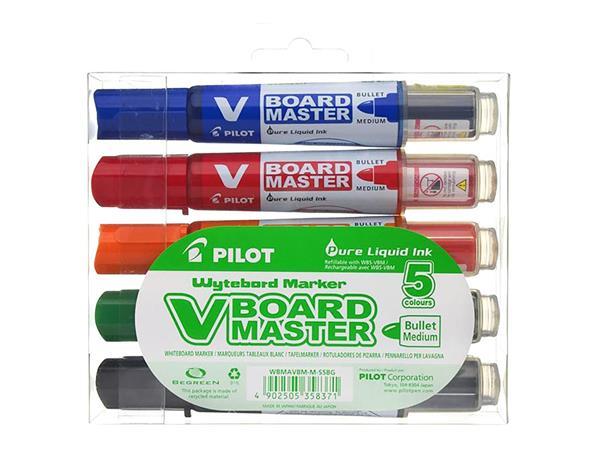 Sada popisovačov na tabule, 2,3 mm, kužeľový, PILOT "V-Board Master", 5 rôznych farieb 1