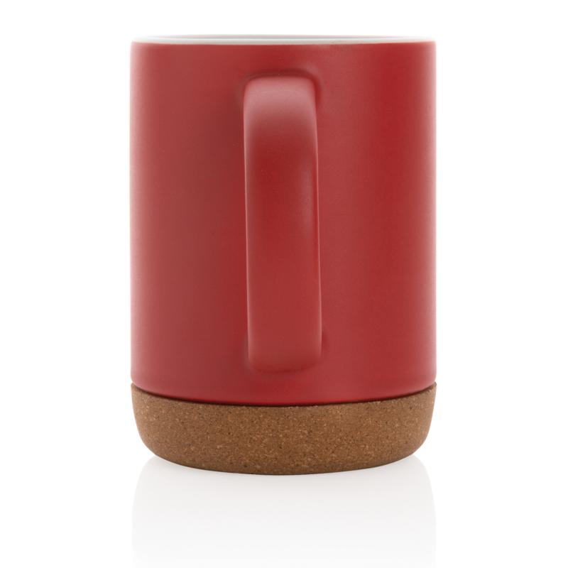 Keramický hrnček s korkovým podstavcom 280ml červená 3