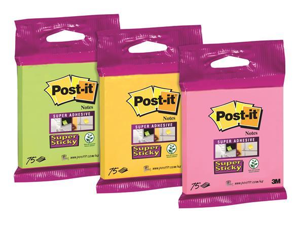 Samolepiaci bloček, 76×76 mm, 75 listov, 3M POSTIT "Super Sticky", mix 1
