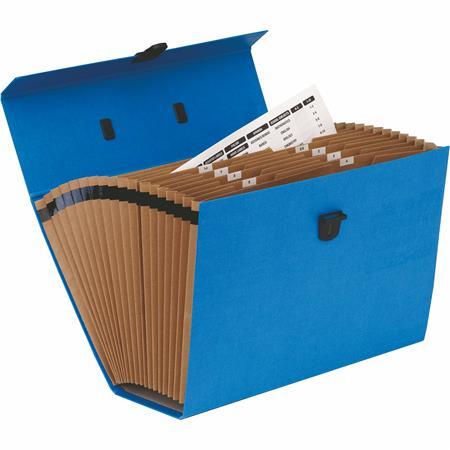 Aktovka s držadlom, kartónová, 19 priehradiek, FELLOWES "Bankers Box Handifile", modrá 2