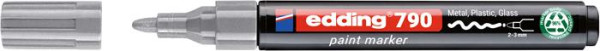 Lakový popisovač, 2–3 mm, PCR, EDDING "790", strieborný 2