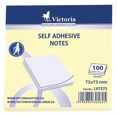 Samolepiaci bloček, 75x75, 100 listov, VICTORIA, žltá 1