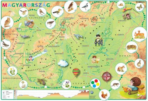 STIEFEL Podložka na stôl, "Administratíva Maďarska/Geografická mapa - Magyaro. közigaz./domborzata 2
