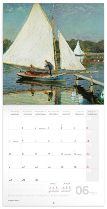NOTIQUE Grid calendar Claude Monet 2027, 30 x 30 cm 1
