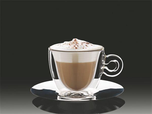 . Šálka na cappuccino, nerezová podšálka, dvojité sklo, 16,5 cl, 2 ks, "Thermo"