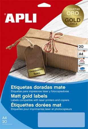 Etikety, k laserovým tlačiarňam a kopírovacím strojom, 45,7x21,2 mm, APLI,  matné, v zlate 1