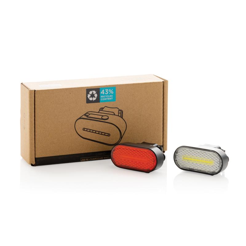 Sada USB dobíjateľných svetiel na bicykel Lumino z RCS ABS čierna 13