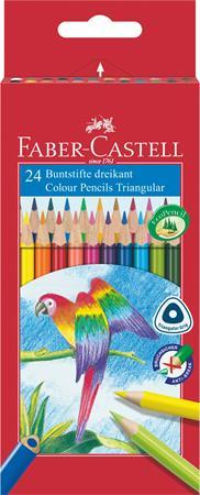 Farebné ceruzky, sada, trojhranný tvar, FABER-CASTELL "Papagáj", 24 rôznych farieb 1