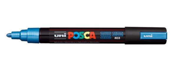 Dekoračný popisovač, 1,8-2,5 mm, UNI "Posca PC-5M", metalická modrá 2