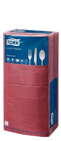 Servítky, 1/4 sklad, 2-vrstvové, 32x32 cm,  Advanced, TORK "Lunch", bordová 1